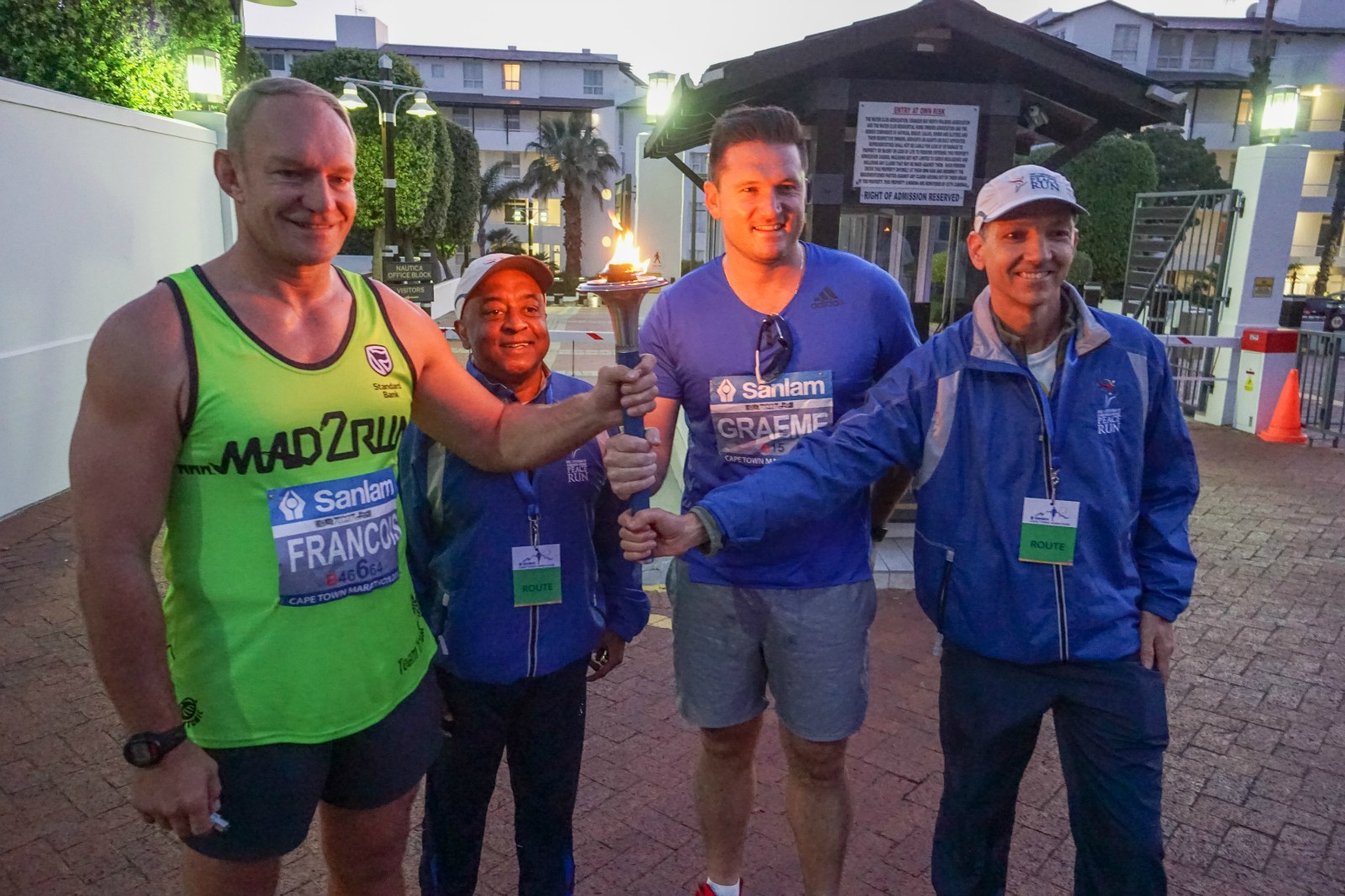 Francois Pienaar and Graeme Smith with the Peace Torch